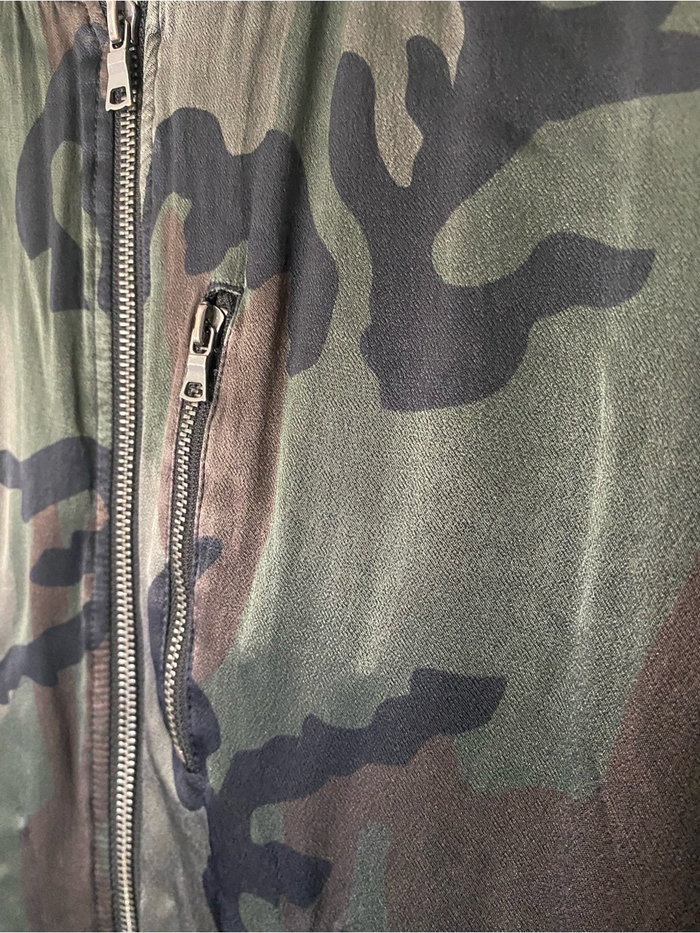 MARRAKECH x ANTHROPOLOGIE Camo Satin Bomber Jacket Size Medium - Picture 5 of 7